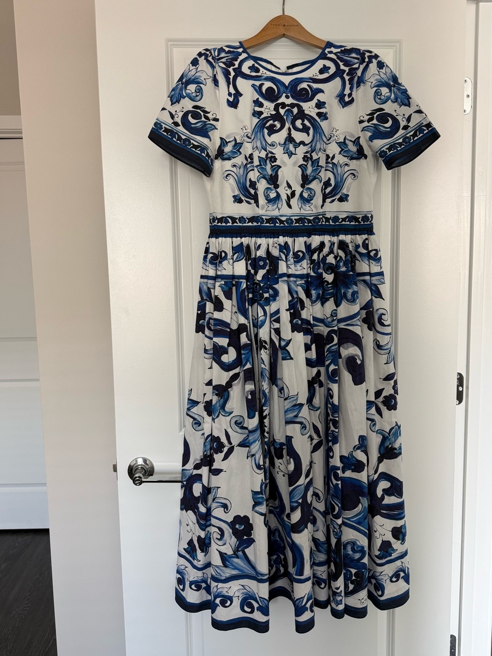 Summer white and blue porcelain dress